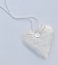 WHITE LINEN HEART DECORATION - lavender or wool filled