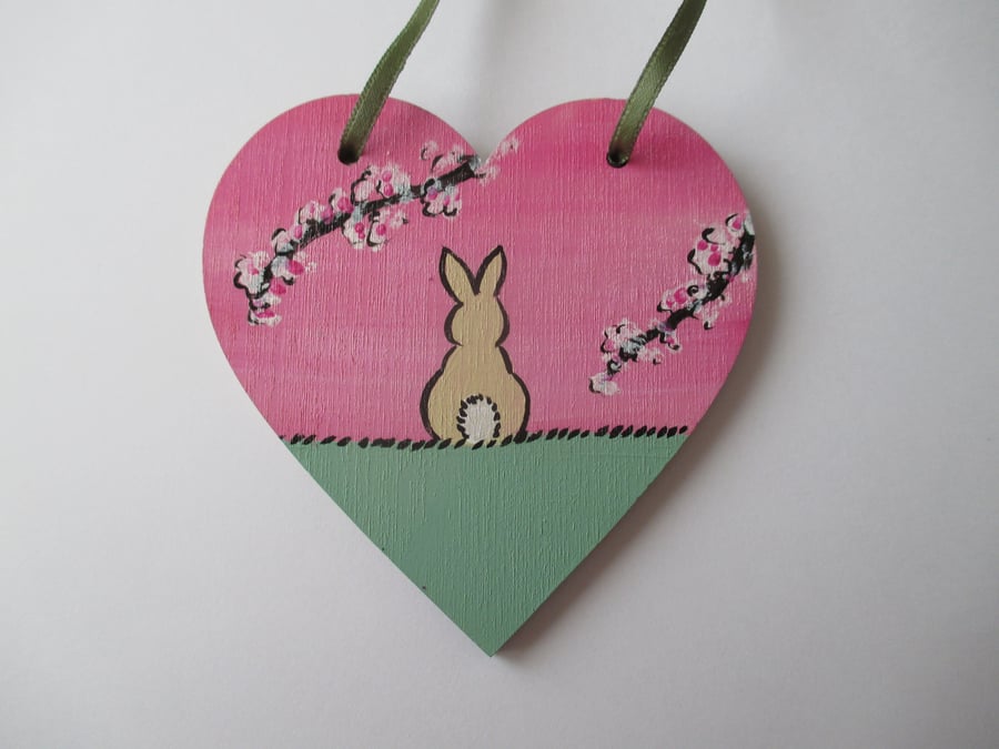 Bunny Rabbit Love Heart Cherry Blossom Original Painting 09.20 Limited Edition