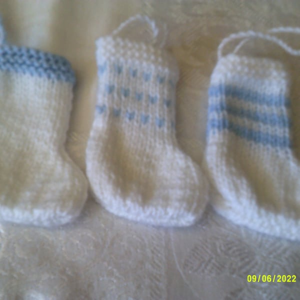 Mini Hand Knitted Stockings - Set of 3