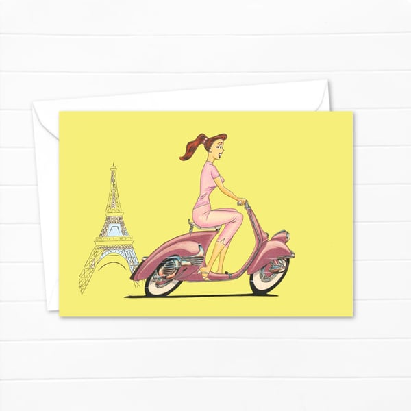 Scooter Life Greeting Card: Hand Drawn Illustration  (309)