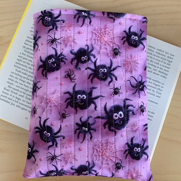 Spiders and Cobwebs Quilted Fabric Book Sleeve - Paperback Size
