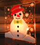 Handmade Fused Glass 'SnowMan' T Light Holder - Image 1
