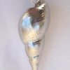 Smooth whelk shell pewter pendant necklace with sterling silver chain