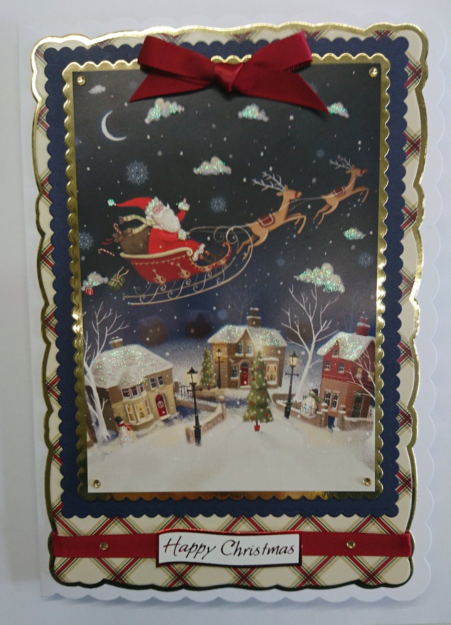 Christmas Card Xmas Santa There's Snow Place Like Home at Christmas 3D Luxury