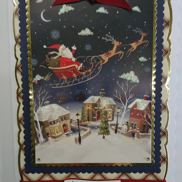 Christmas Card Xmas Santa There's Snow Place Like Home at Christmas 3D Luxury