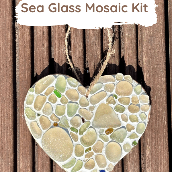 Make your own sea glass mosaic, Sea glass gift idea, UK sea glass craft, Creativ