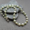  Green Freshwater Pearls and Peridot Necklace August Birthstone Sterling Silver
