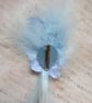 Pale Blue Fluff Feather Flower and Ribbon Trails Clip in Hair Headpiece - Image 5