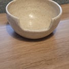 Cream Speckled Bowl with Small Opening Handmade Pottery