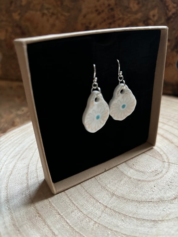 Handmade Ceramic Earrings One of a Kind Sterling Silver Eco Friendly Gifts