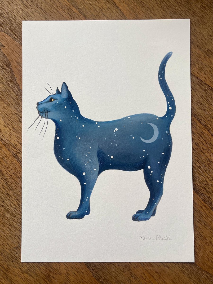 Summer Seconds: Lunar Cat Standing - signed Giclee print