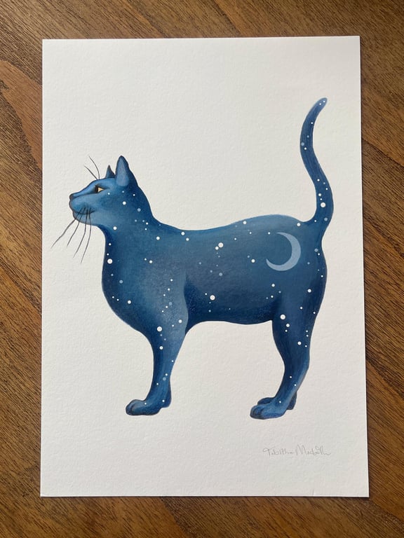 Summer Seconds: Lunar Cat Standing - signed Giclee print