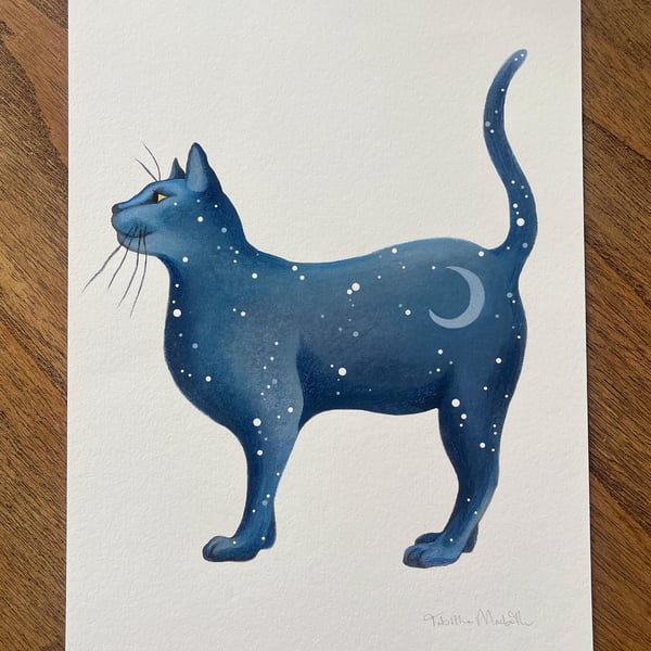 Summer Seconds: Lunar Cat Standing - signed Giclee print