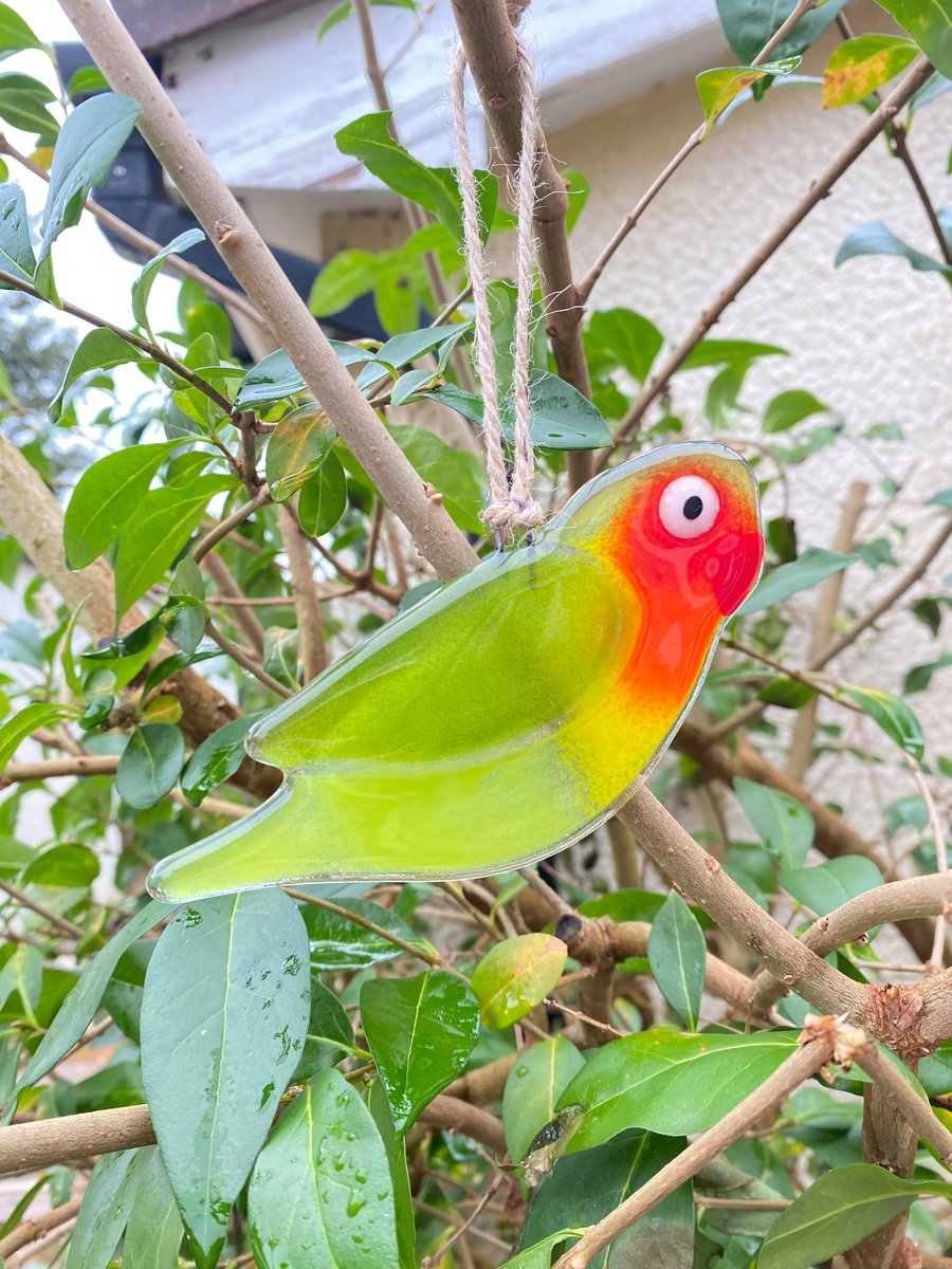 Fused Glass Birds, LOVE BIRD bird lover gift, British bird, hanging bird