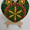 Hand painted 'jungle' heart mandala 