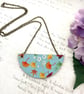 Imperfectly Perfect - Japanese foliage fabric and wood statement necklace - Image 5
