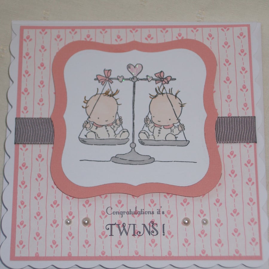 Twin baby girls card
