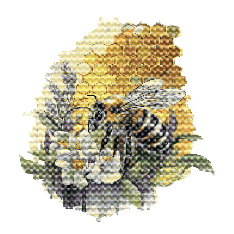 FLORAL HONEY BEE - Cross Stitch Pattern - Cross Stitch Chart