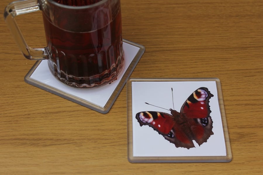 Peacock Butterfly, Single Drinks Coaster, Drinks Mat