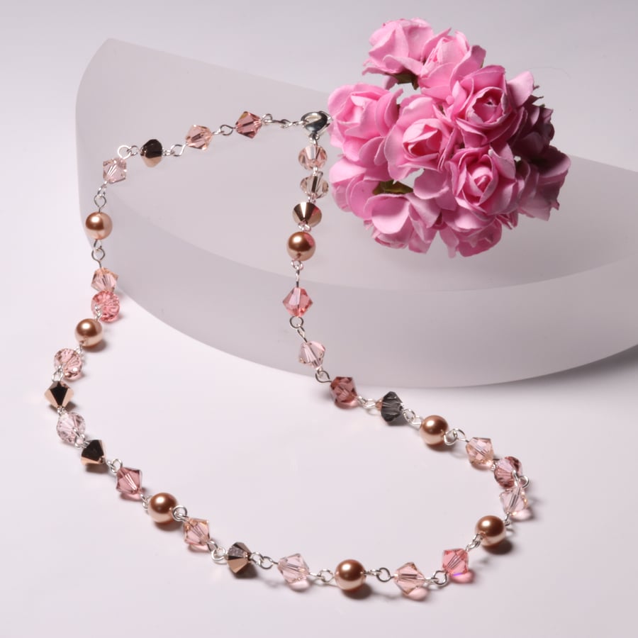 Swarovski Necklace in Shades of Rose Gold 