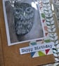 watercolour print greeting card handmade- no 8 owl