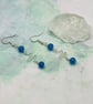 Cobalt blue agate drop earrings with wirework zigzags