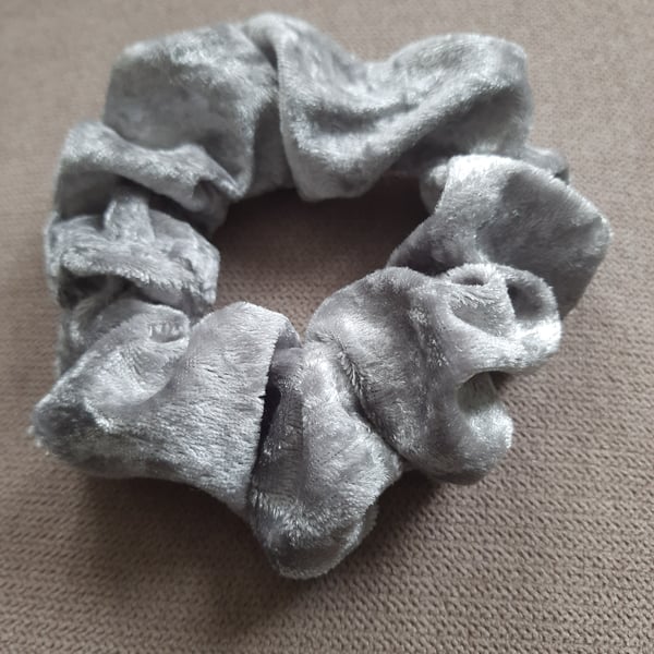 Velvet Hair Scrunchie - silver