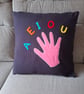 Soft canvas applique cushion cover - Image 2