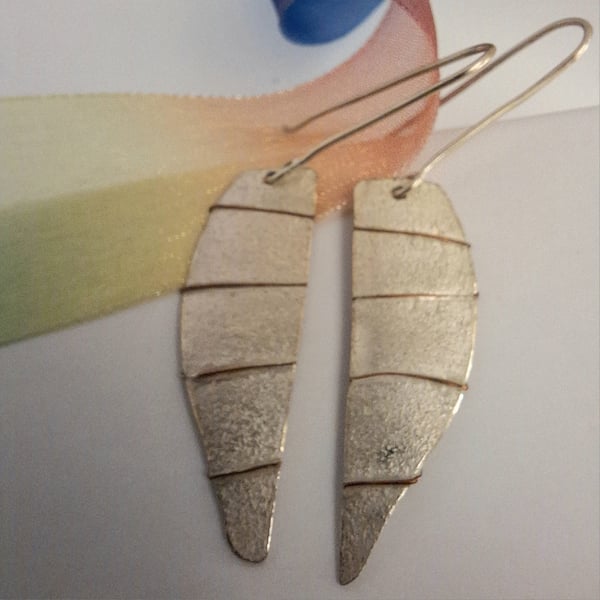 Silver and Copper Drop Earrings
