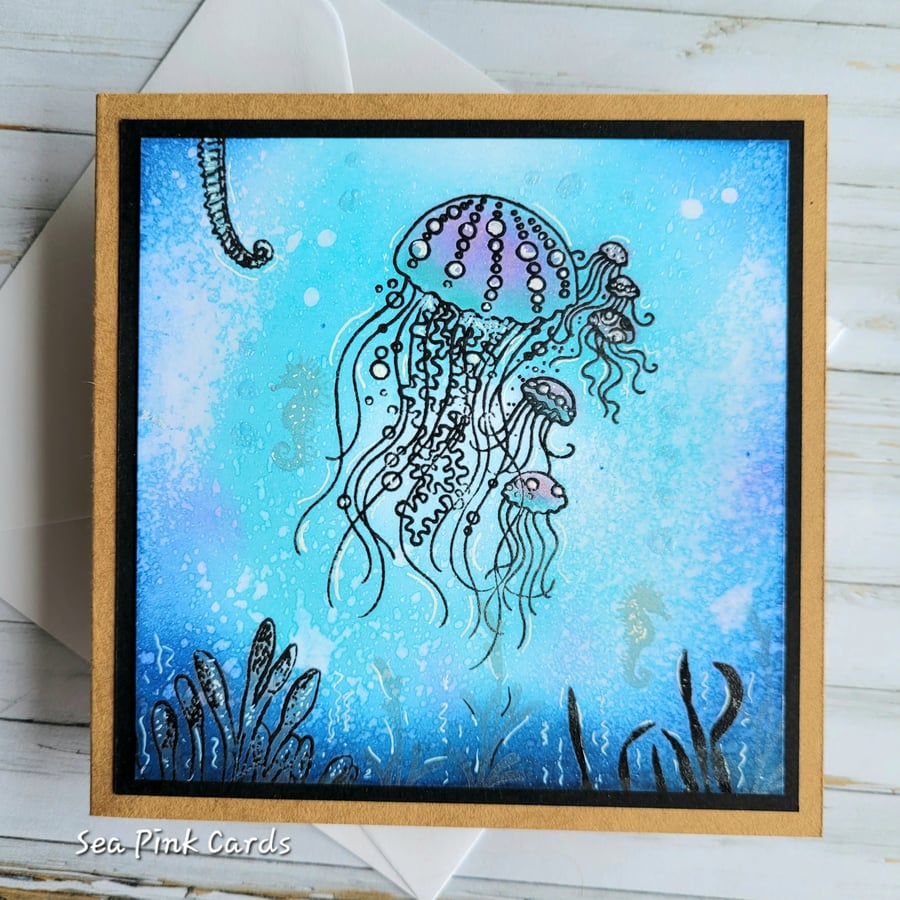 Jellyfish Greetings Card - Blank card - birthday, thanks, note card, sea-life