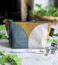 Oilcloth Make-up Bag. Geometric Print Cosmetics or Toiletries Pouch - Green