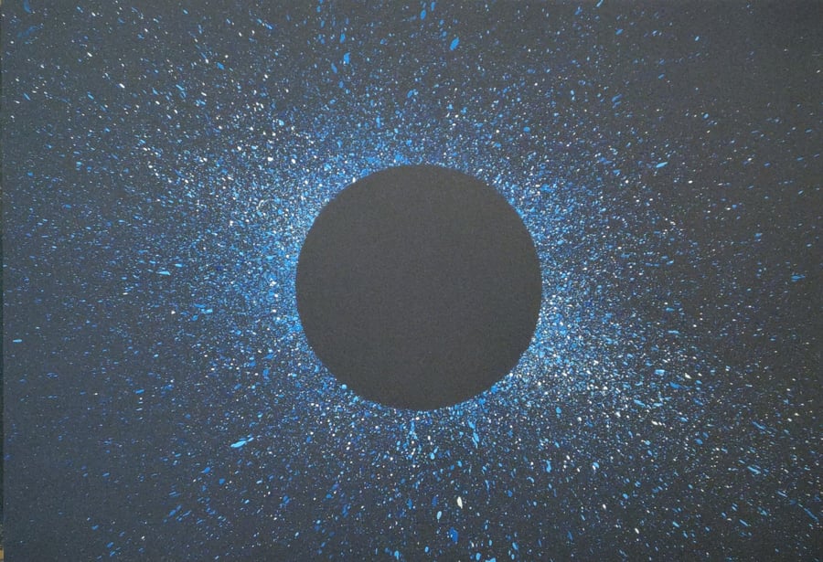 STAR BLUE -  modern abstract art action painting