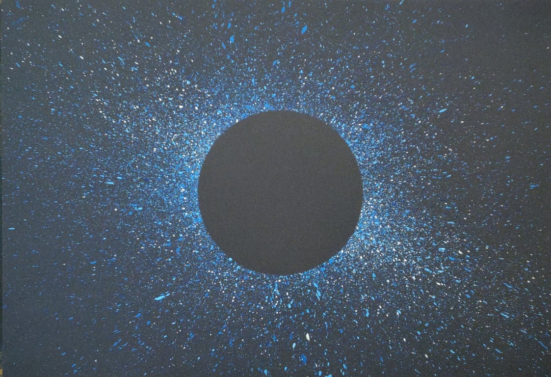 STAR BLUE -  modern abstract art action painting