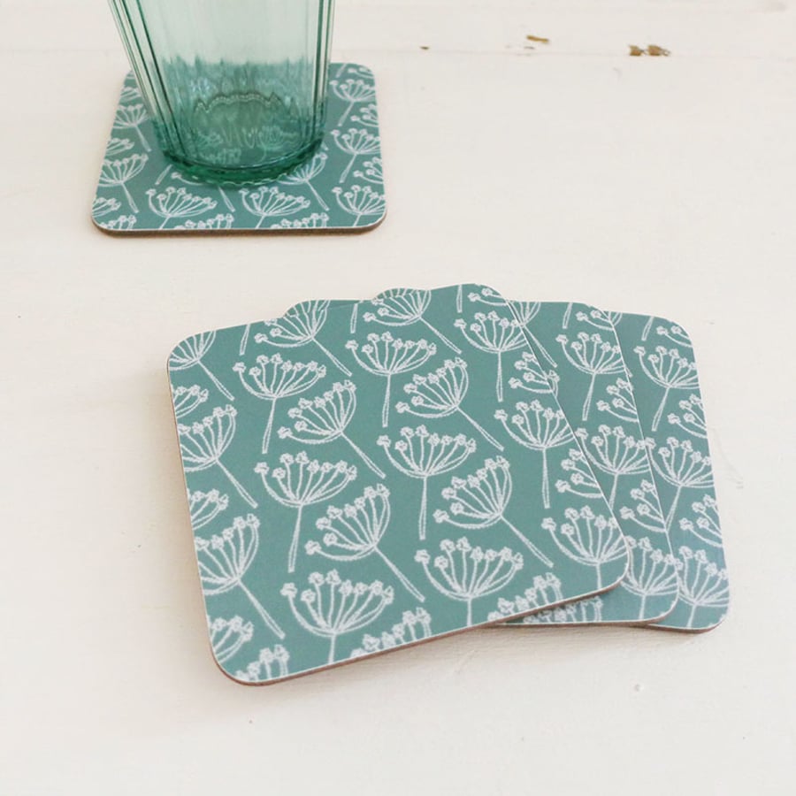 Seagreen Cow Parsley Coasters