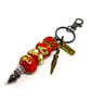 Handmade Lamp-work Glass Bead Bag Charm Keyring with added Charms