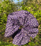 Statement mega scrunchie in purple ditsy cotton