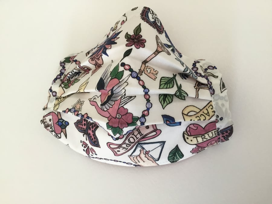 Liberty’s Love Letters Pleated Face Mask Covering