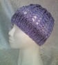 Hand Knitted Ladies Lavender Lacy Hat - Image 1