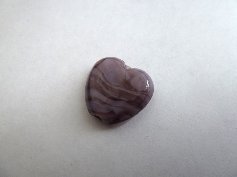 handmade lampwork purple heart bead