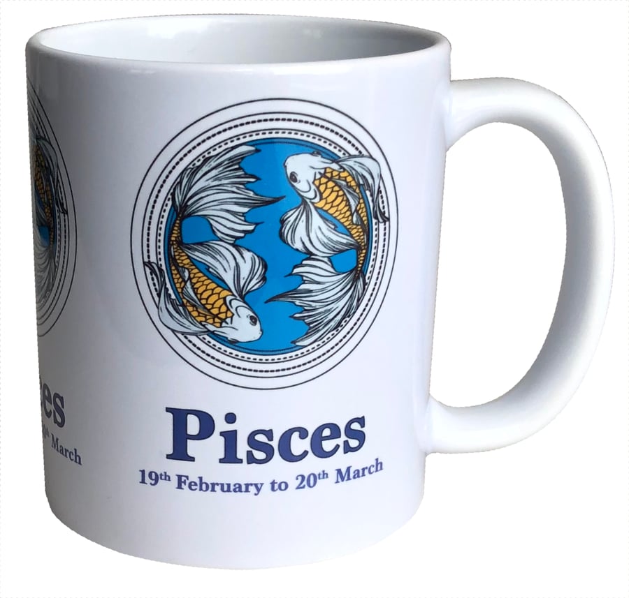 Pisces - 11oz Ceramic Mug - The Two Fishes (19th February - 20th March)