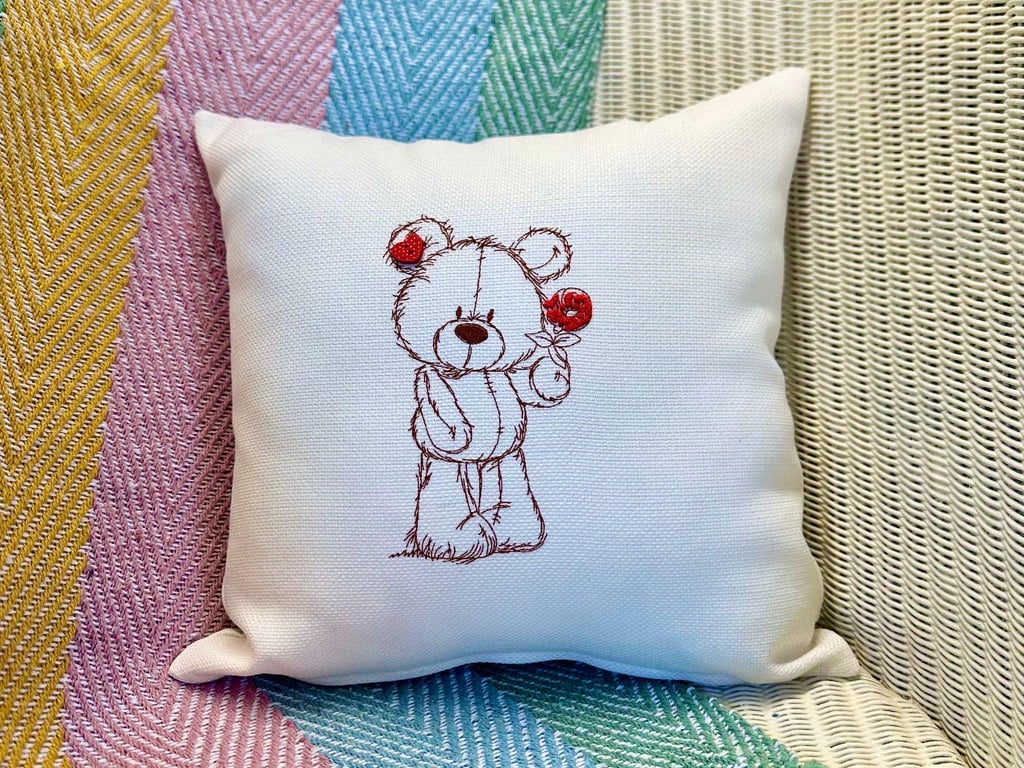 Bear design Embroidered Cushion 33cm (13”)