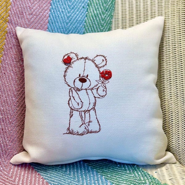 Bear design Embroidered Cushion 33cm (13”)