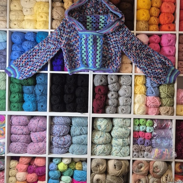 Handmade Crochet cropped hooded jumper