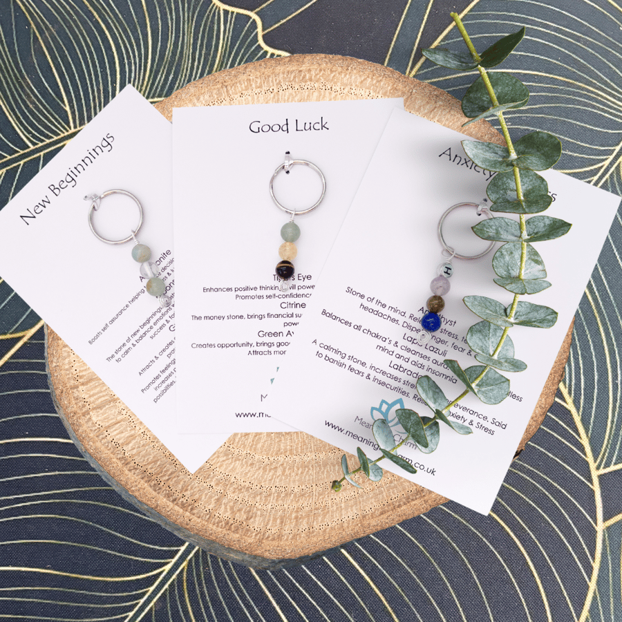 Personalised Crystal Healing Keyring Gifts Gemstone Keychain 