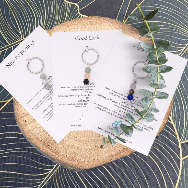 Personalised Crystal Healing Keyring Gifts Gemstone Keychain 