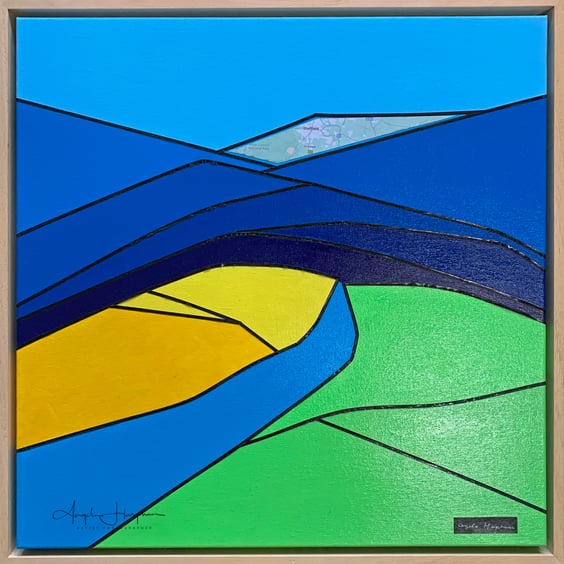 Framed Painting in Acrylic on Canvas - Sheffield City of Hills and Rivers 