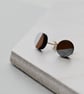 Wooden Circle Ear Studs Wood Earring with Half Silver Leaf - Image 8
