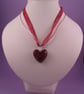 Red Heart Pendant Necklace with Jewel Enamel - Image 2