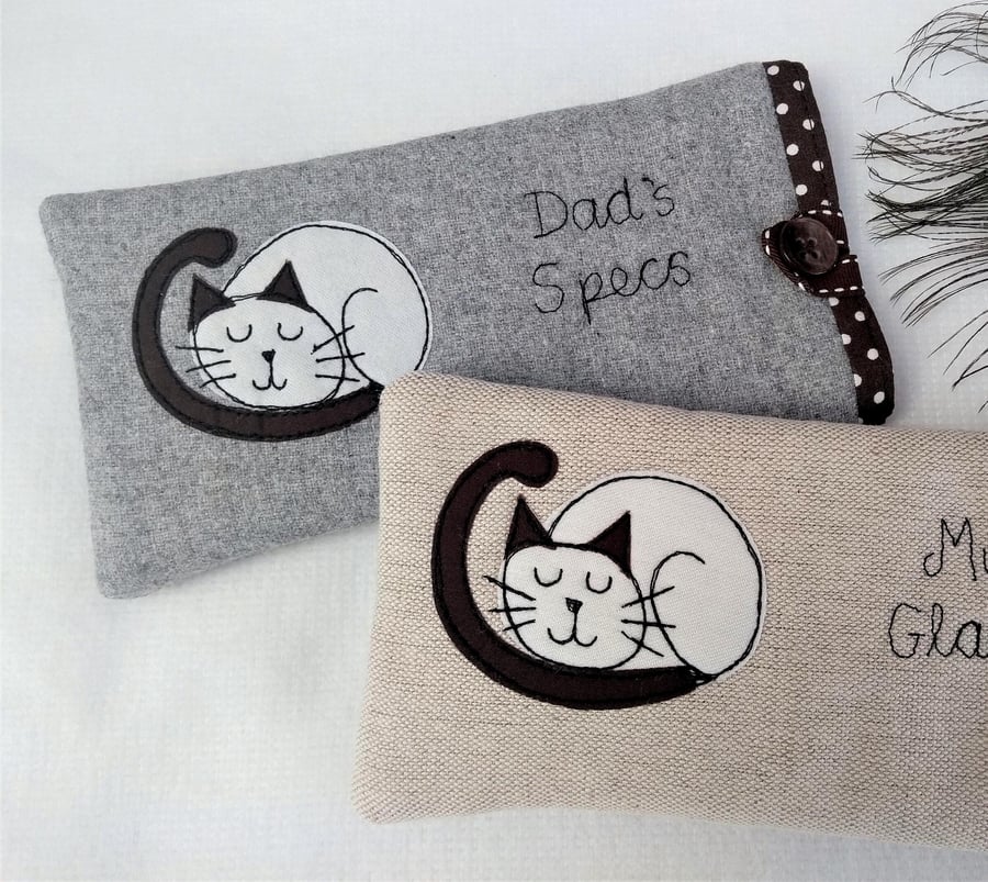 Personalised Cat Glasses Case - Sleeping Siamese Spectacles or Sunnies Case