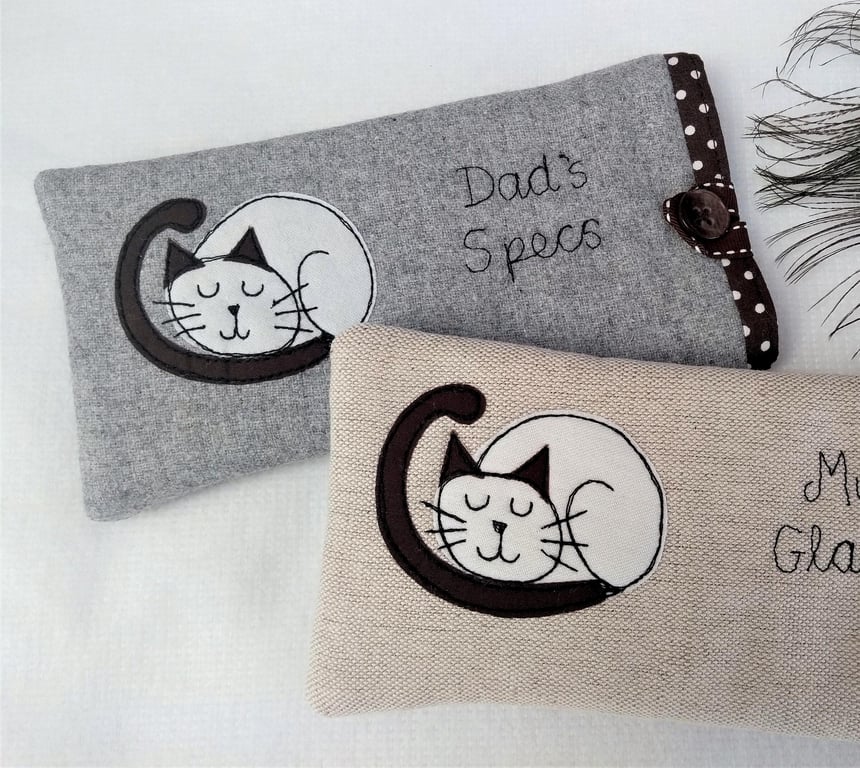 Personalised Cat Glasses Case - Sleeping Siamese Spectacles or Sunnies Case